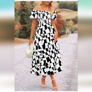Chic Black and White Midi Dress
